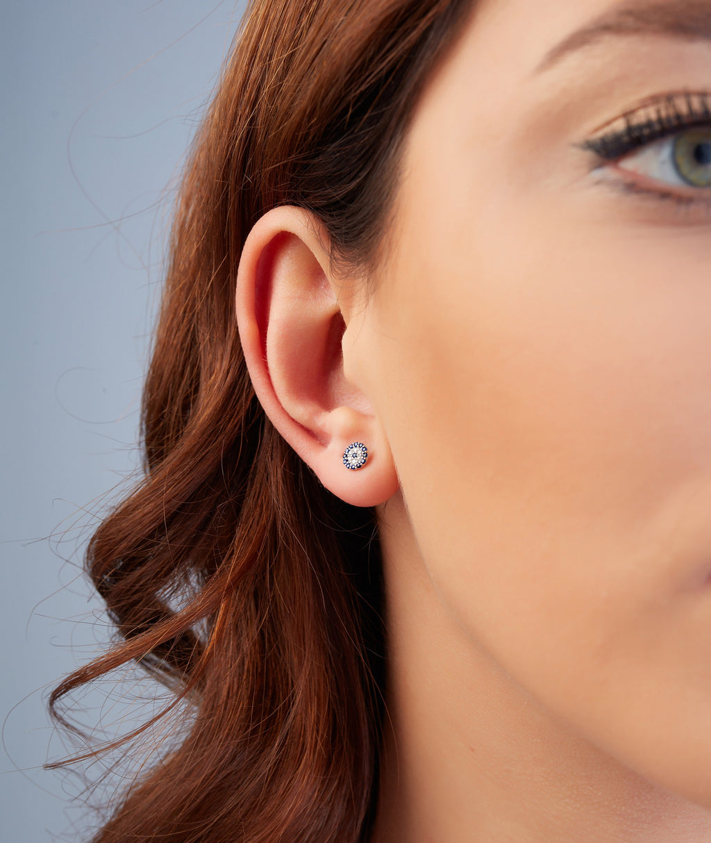 Handmade Sterling Silver Evil Eye Stud Earrings