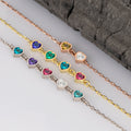 Custom Sterling Silver Heart Birthstone Bracelet