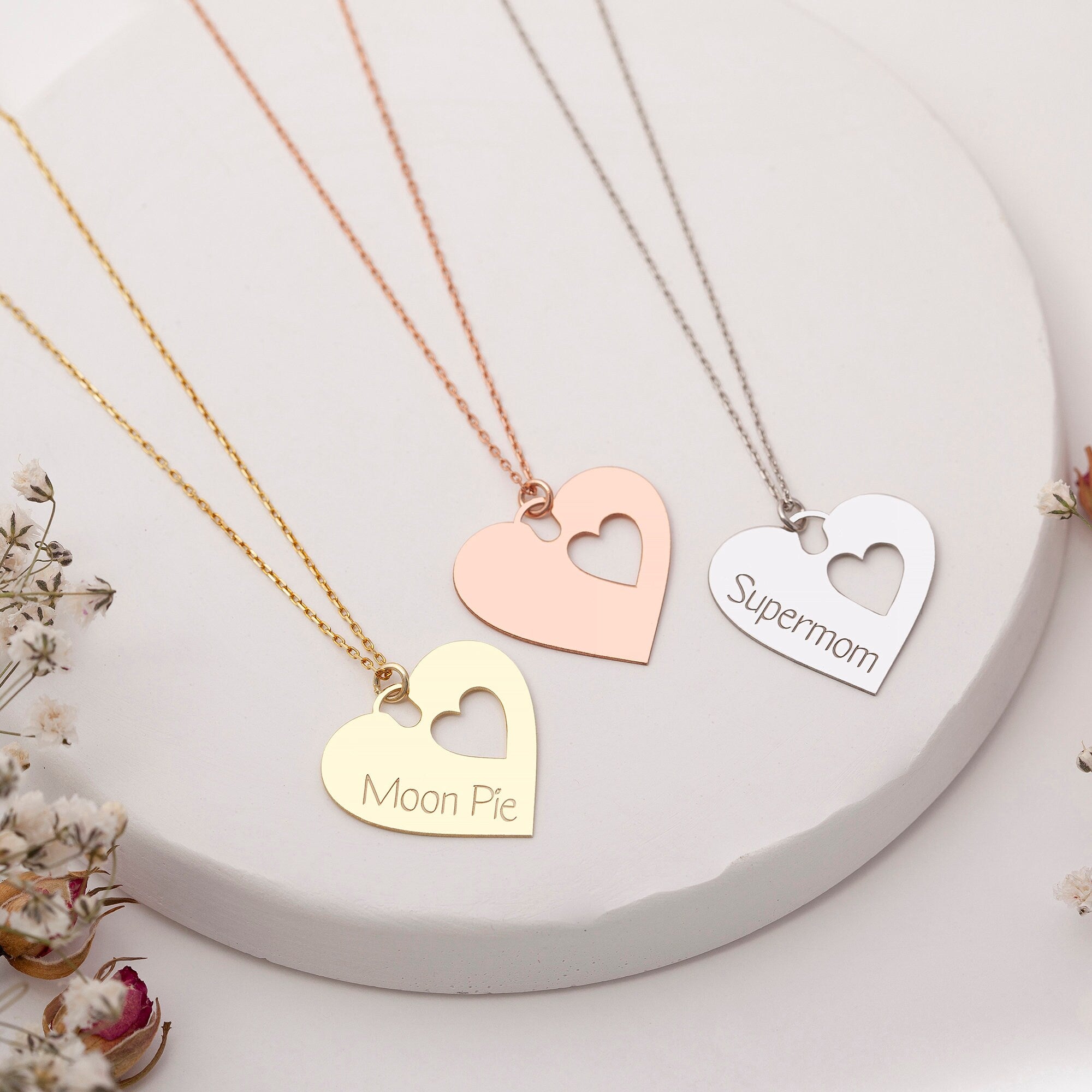 Sterling Silver Mother Daughter Necklace Set