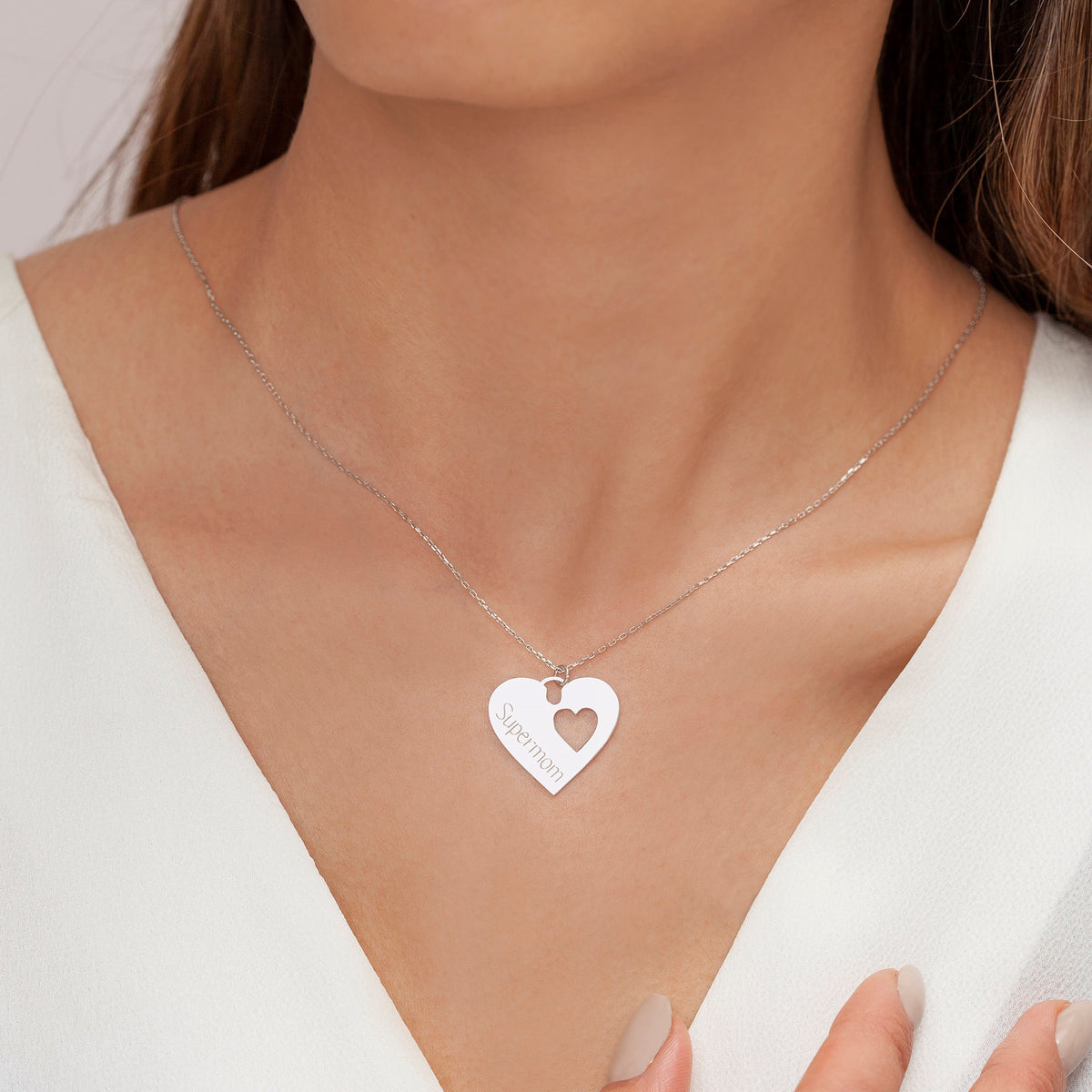 Sterling Silver Mother Daughter Necklace Set