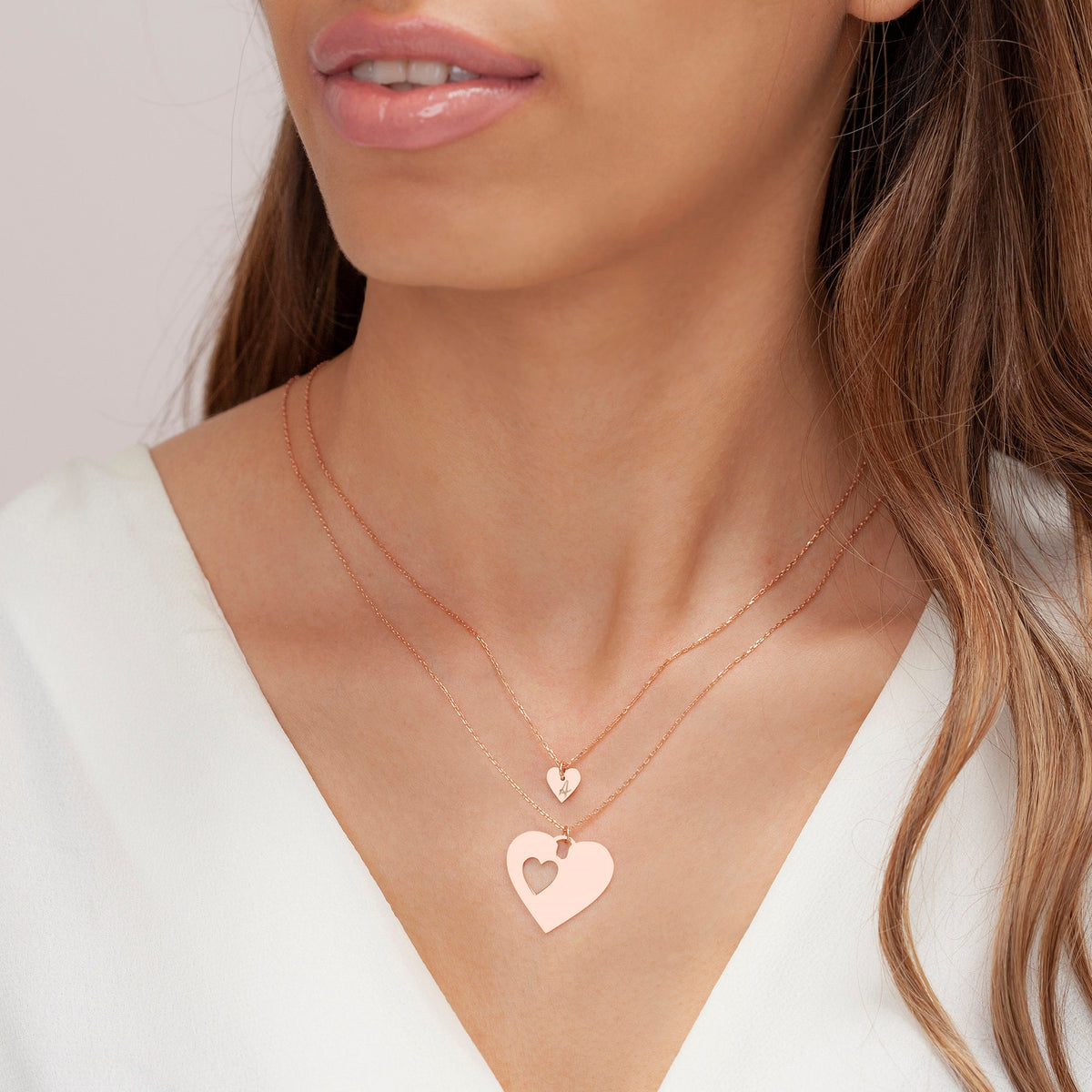 Sterling Silver Mother Daughter Necklace Set