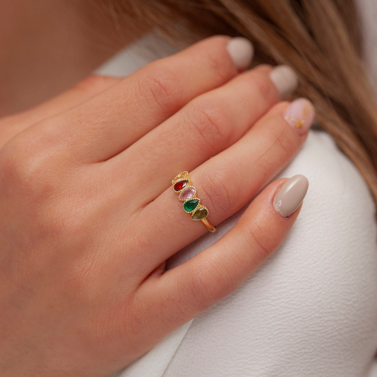 Handmade Sterling Silver Family Birthstone Ring
