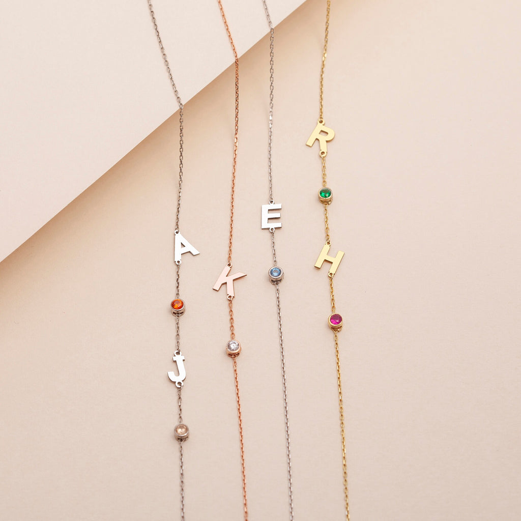 Custom Birthstone Necklace in 14K Gold