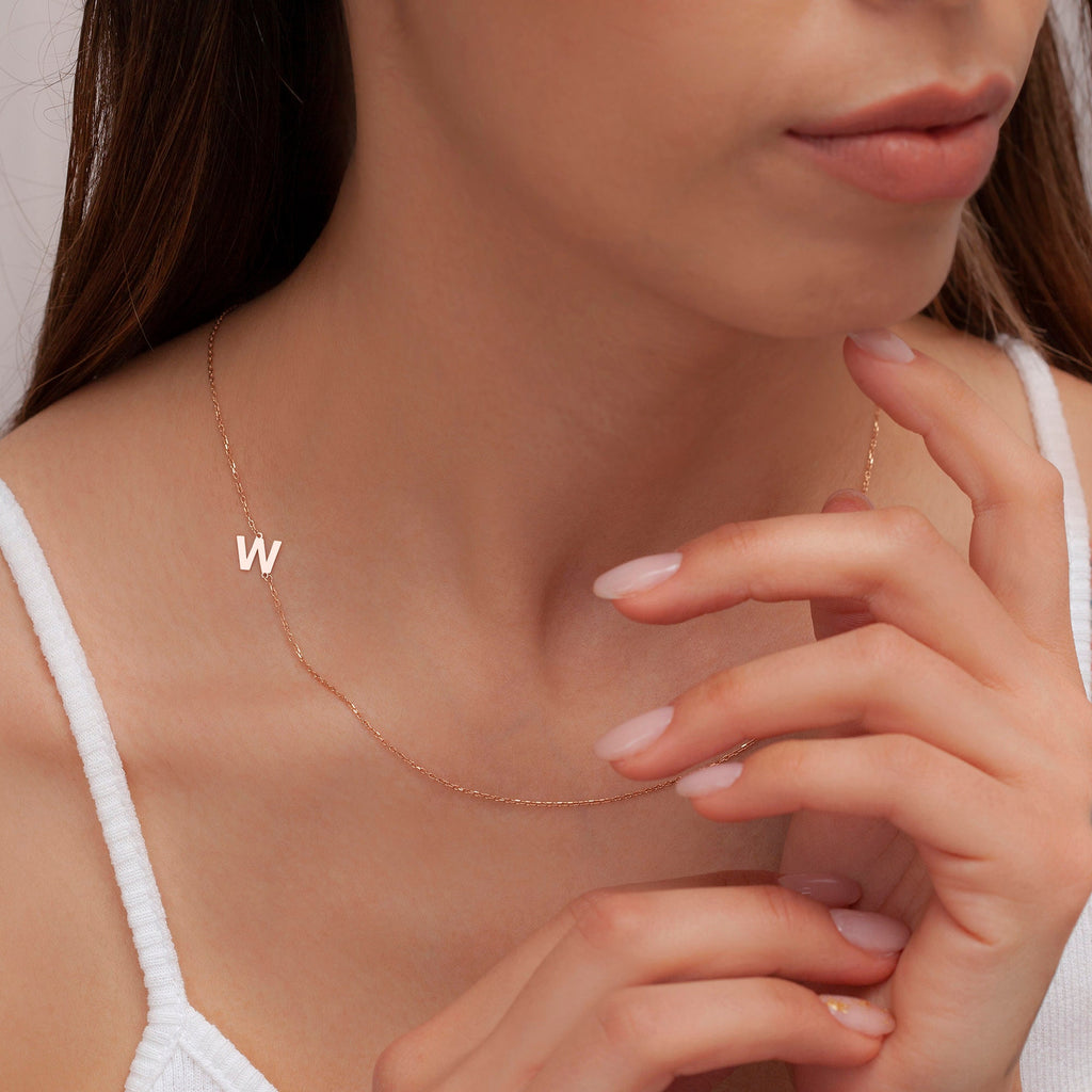Custom Sideway Initial Necklace