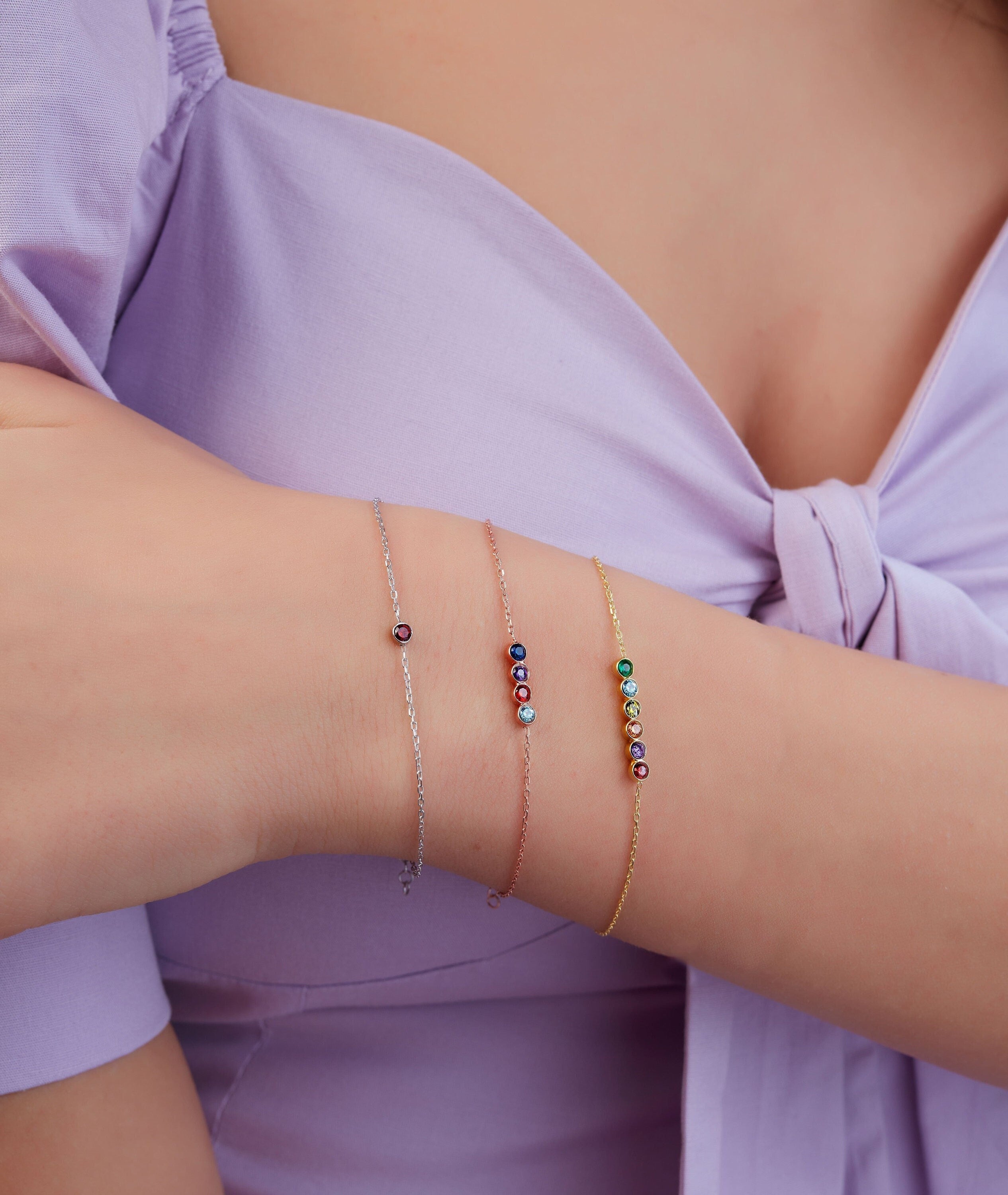 Handmade Sterling Silver Birthstone Bracelet