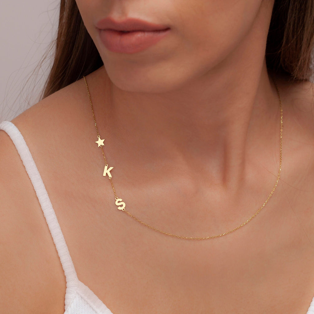Gold Evil Eye Initial Necklace