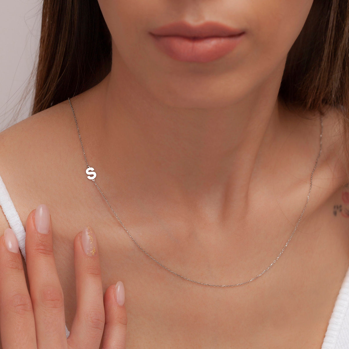 Custom Sideway Initial Necklace