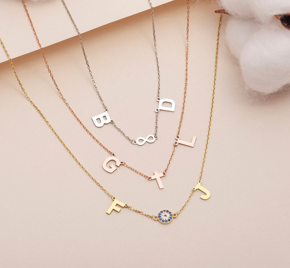 Gold Evil Eye Initial Necklace