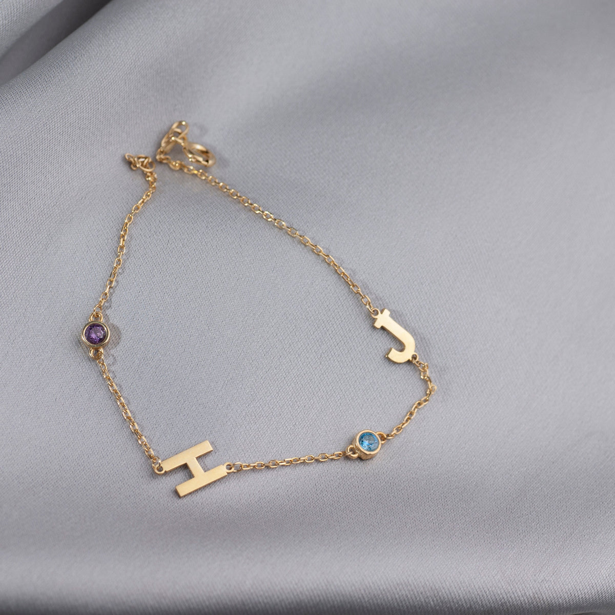 Personalized Birthstone Initial Bracelet