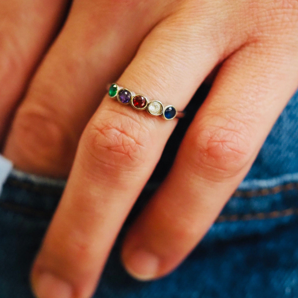 Sterling Silver Family Birthstone Ring