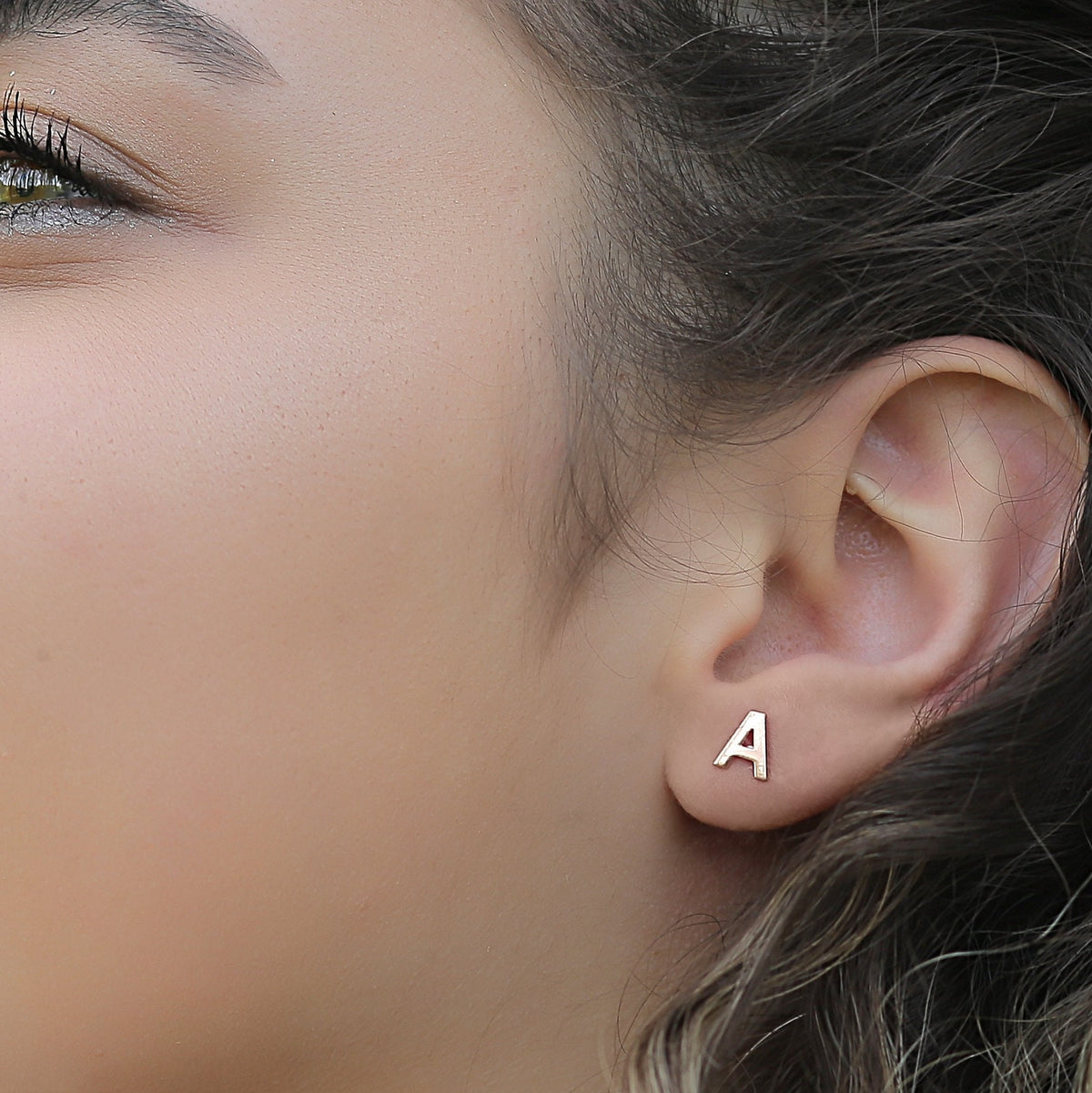Sterling Silver Initial Stud Earrings