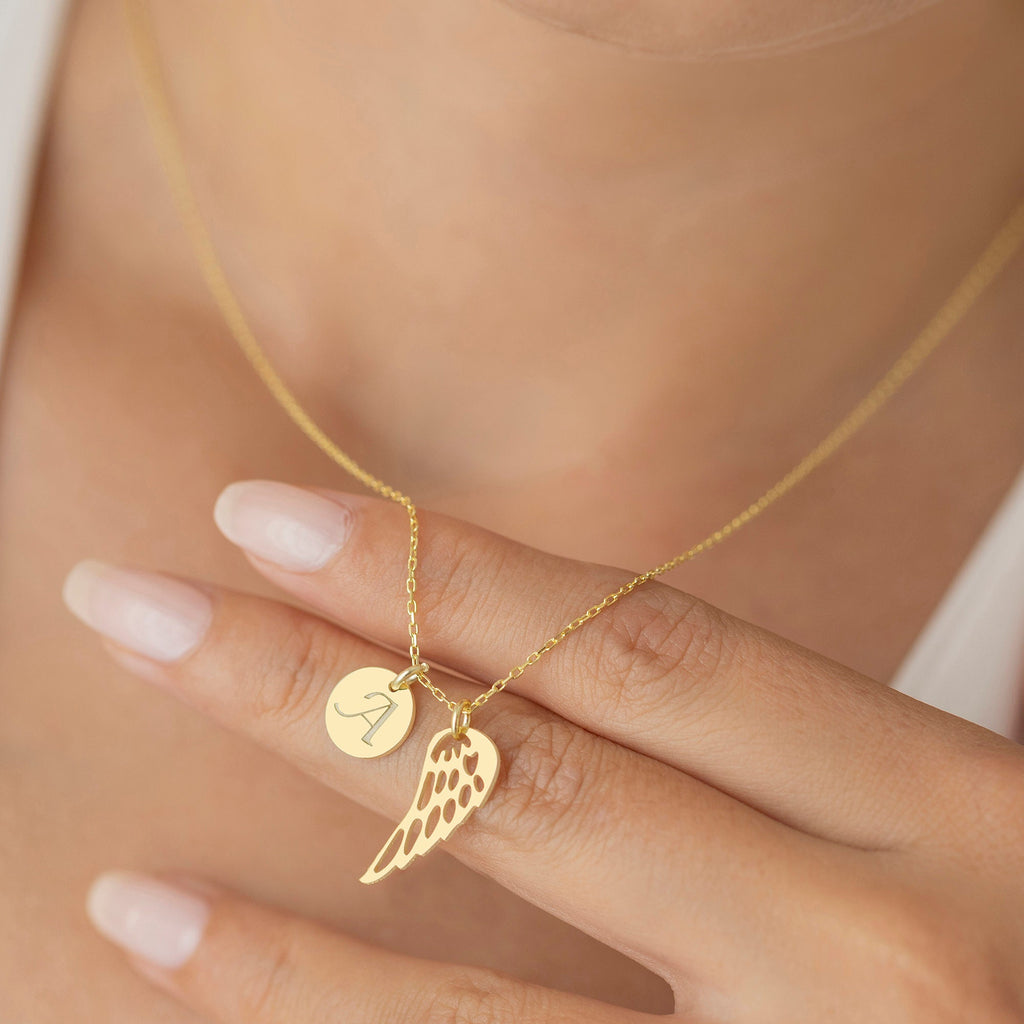 Personalized Memorial Angel Wing Necklace