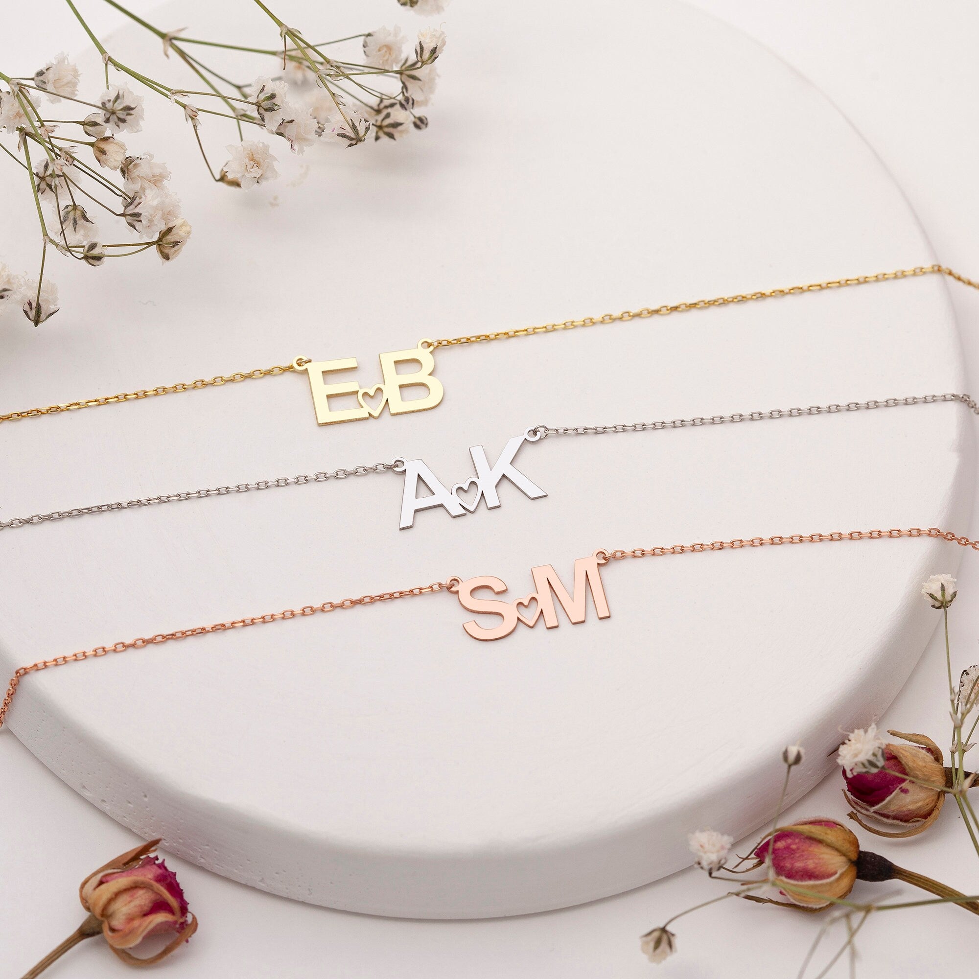 Personalized Initial Necklace with Heart