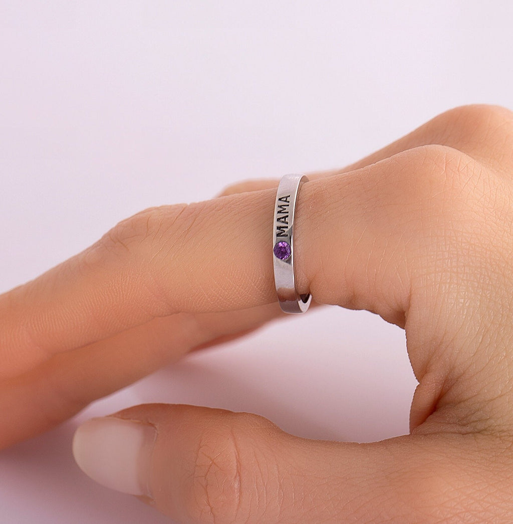 Personalized Dainty Birthstone Ring