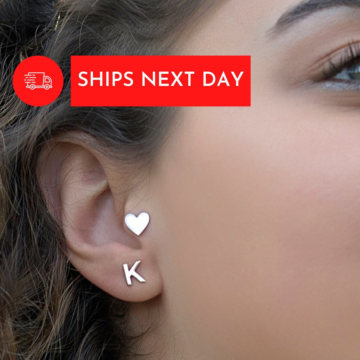 Sterling Silver Initial Stud Earrings