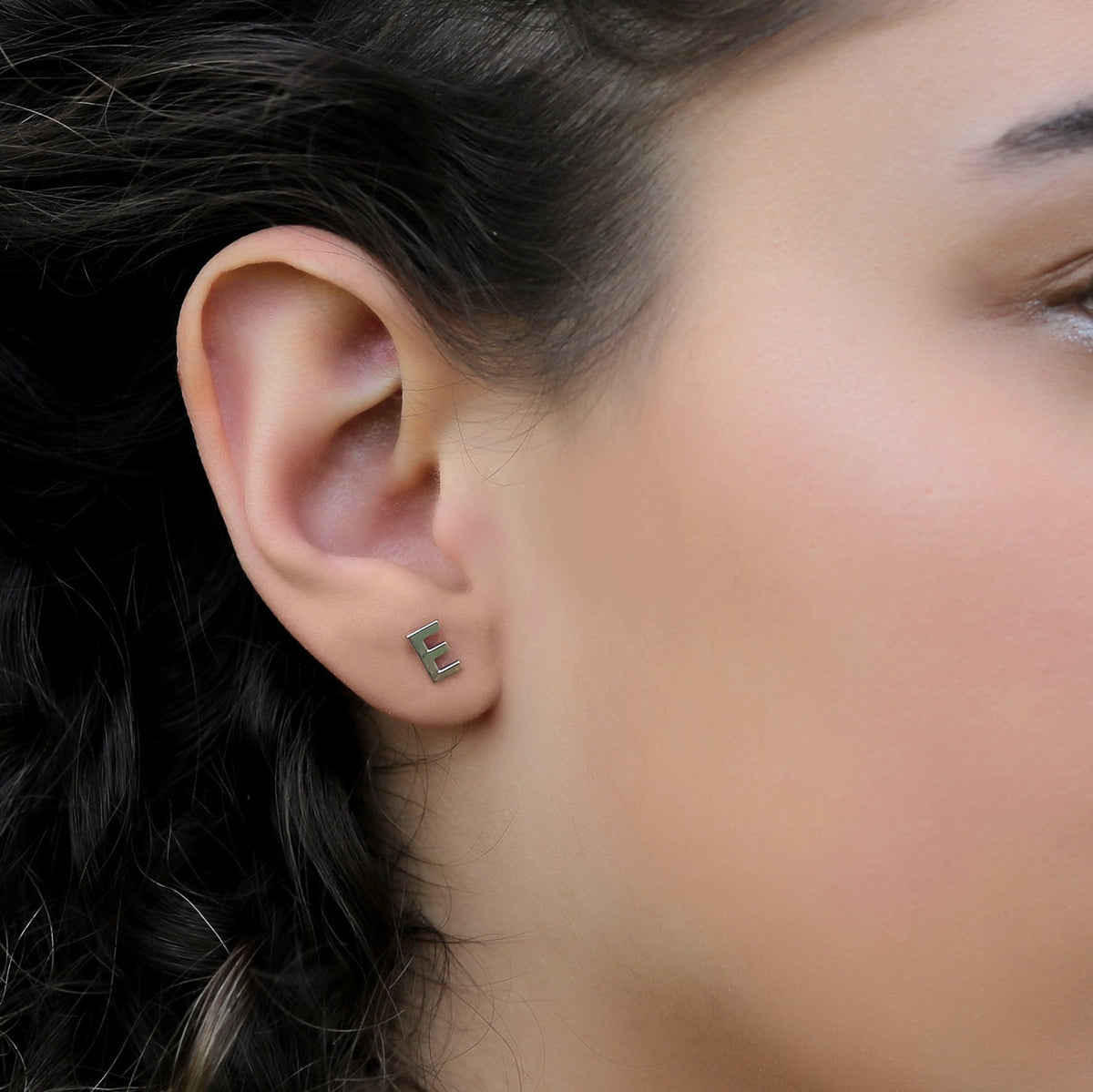 Sterling Silver Initial Stud Earrings