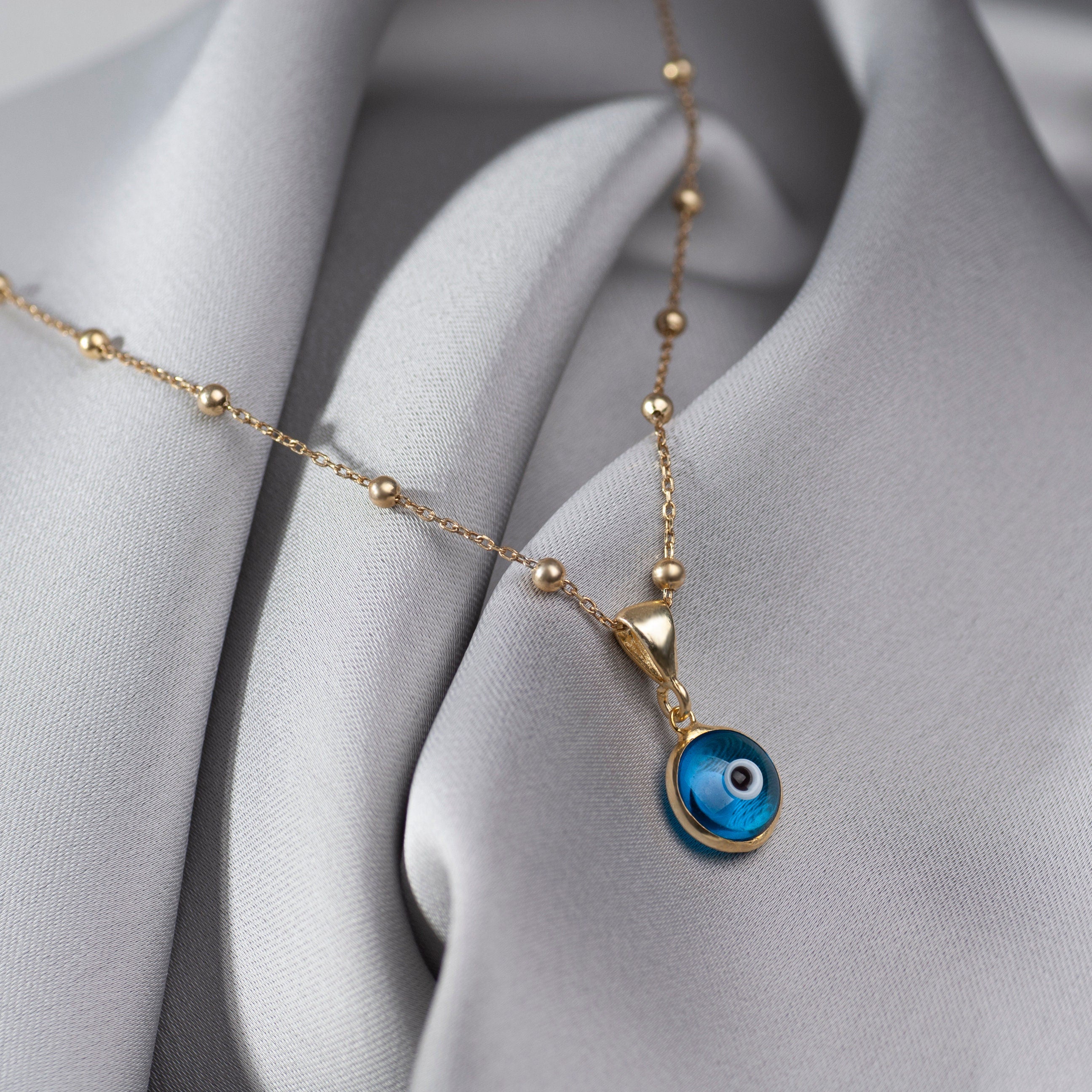 Sterling Silver Blue Evil Eye Pendant Necklace