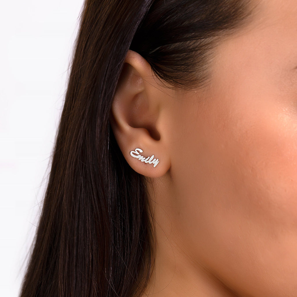 Custom Name Sterling Silver Earrings