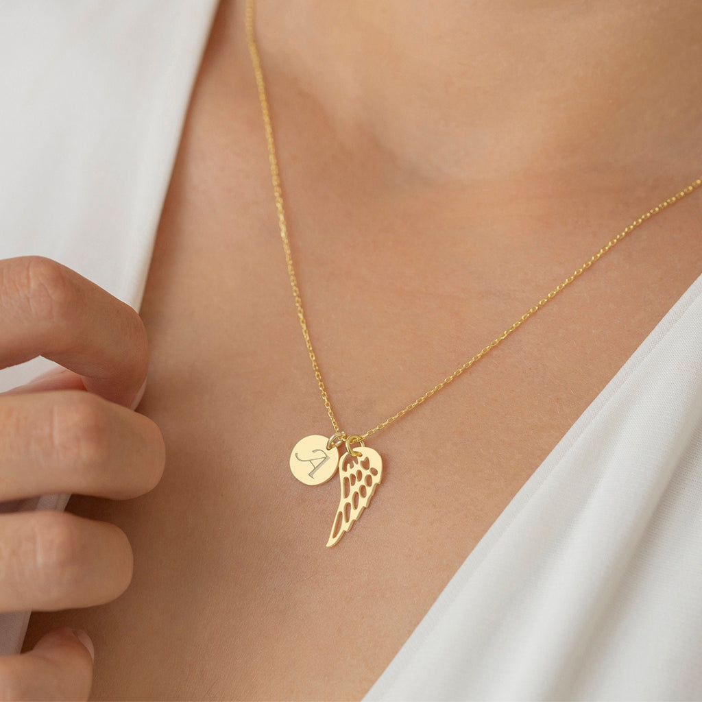 Personalized Memorial Angel Wing Necklace