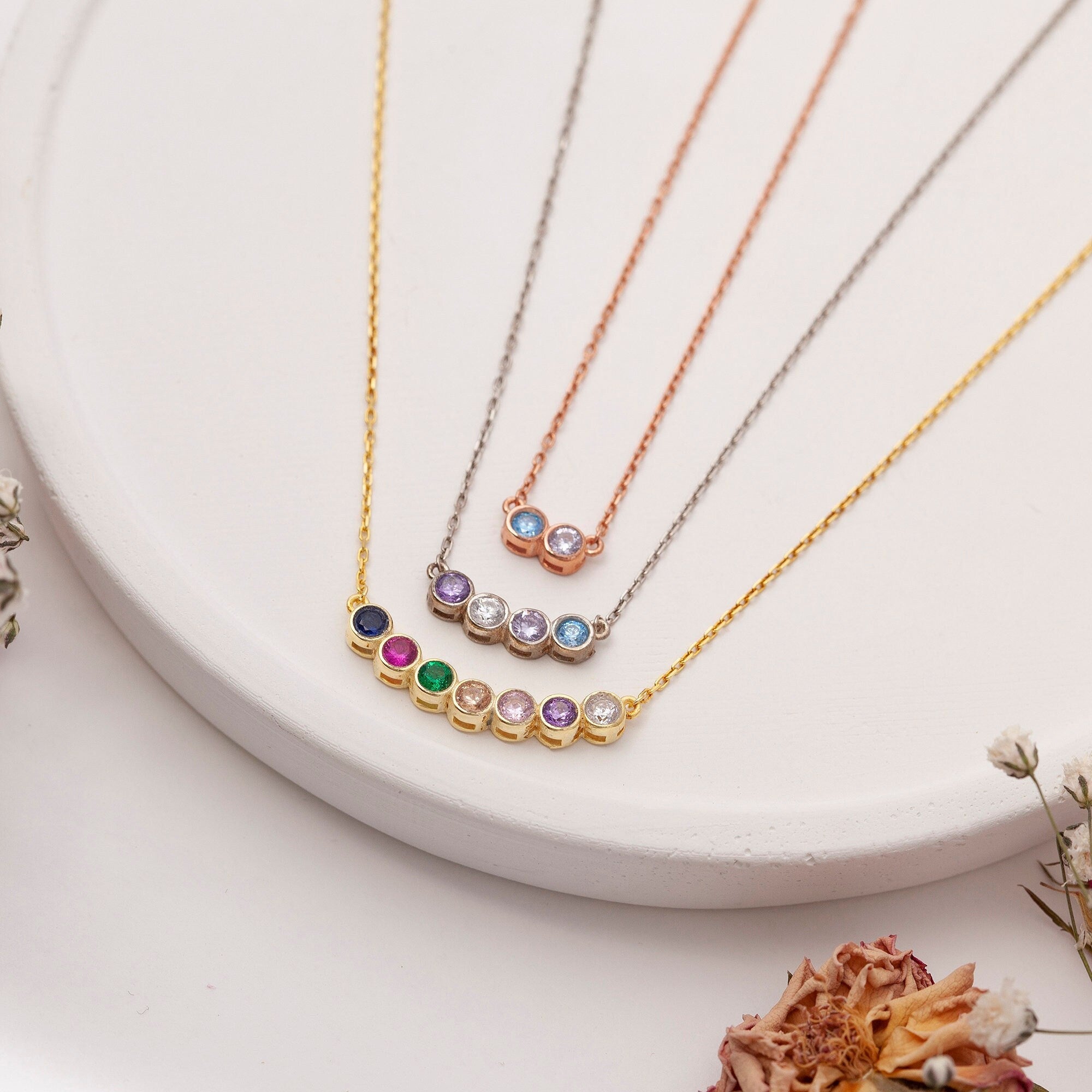 Sterling Silver Family Birthstone Necklace