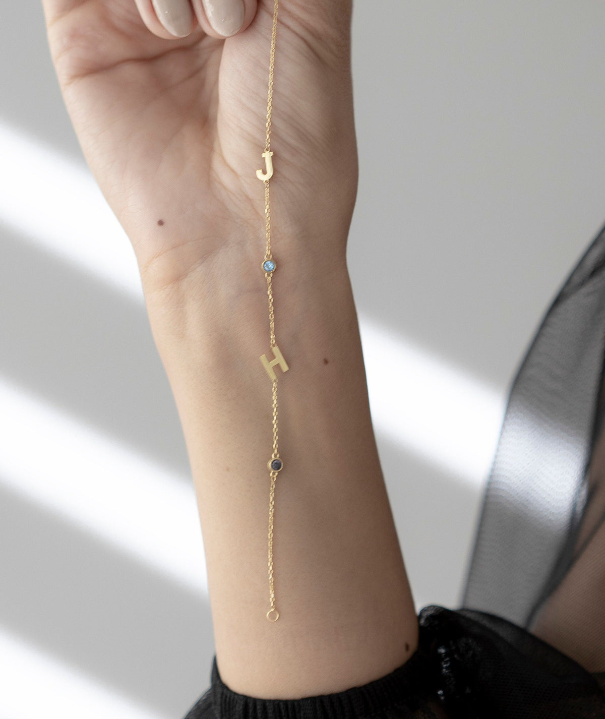 Personalized Birthstone Initial Bracelet