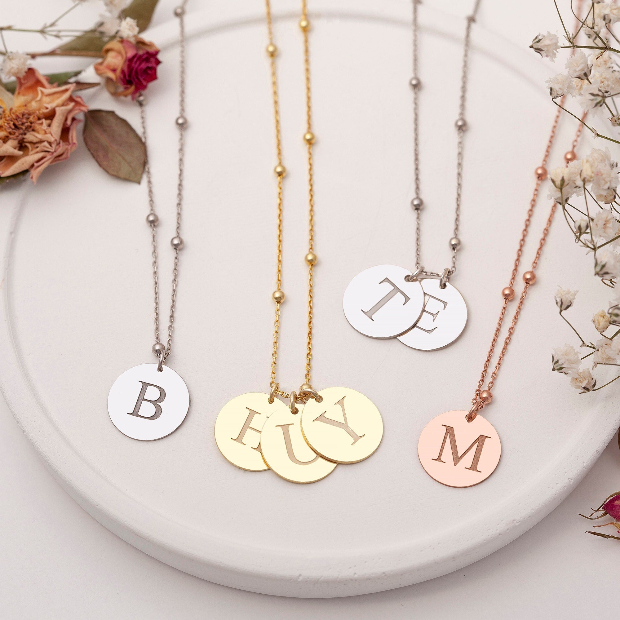Personalized Initial Birthstone Necklace