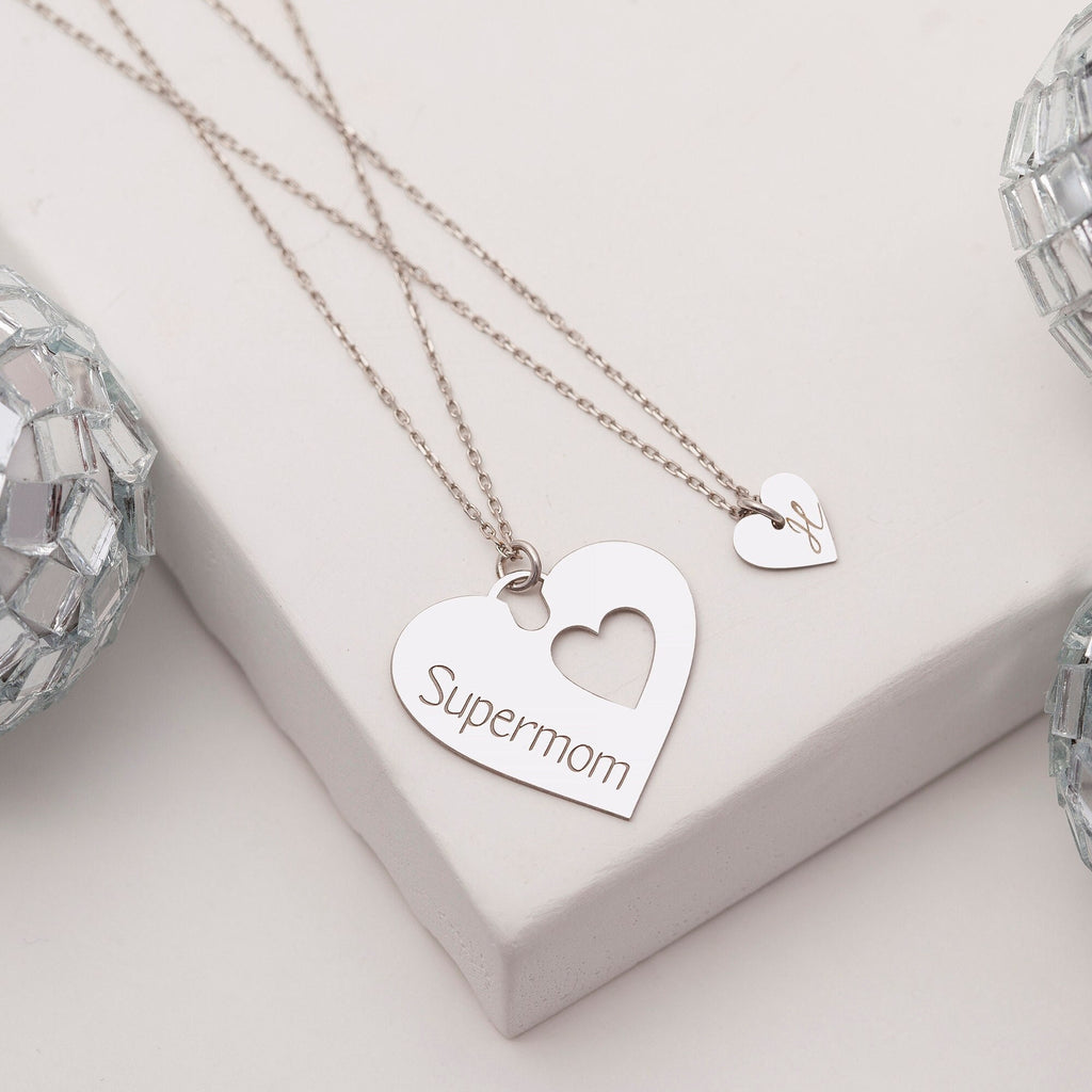 Sterling Silver Mother Daughter Necklace Set