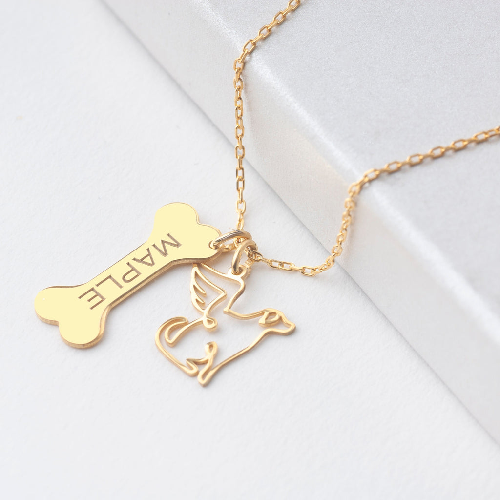 Bone Necklace with Angel Charm