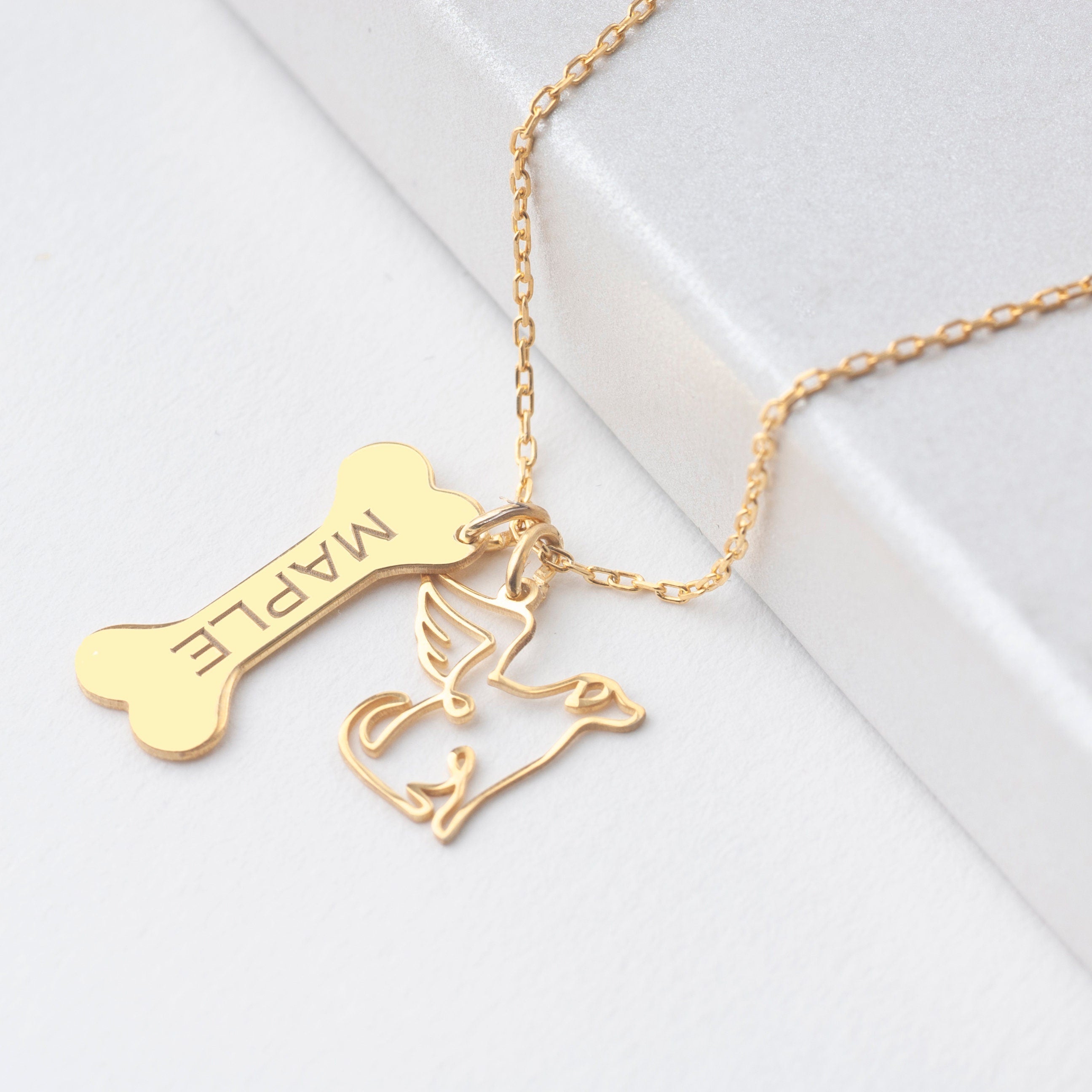 Bone Necklace with Angel Charm