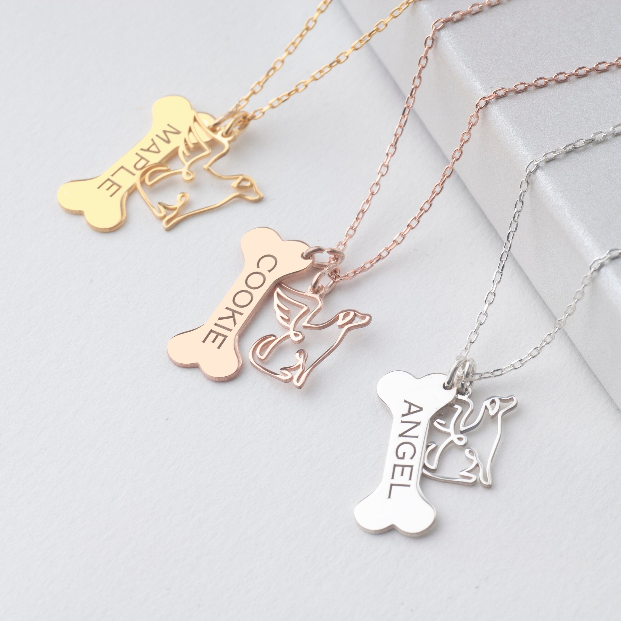 Bone Necklace with Angel Charm