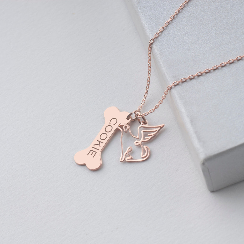 Bone Necklace with Angel Charm