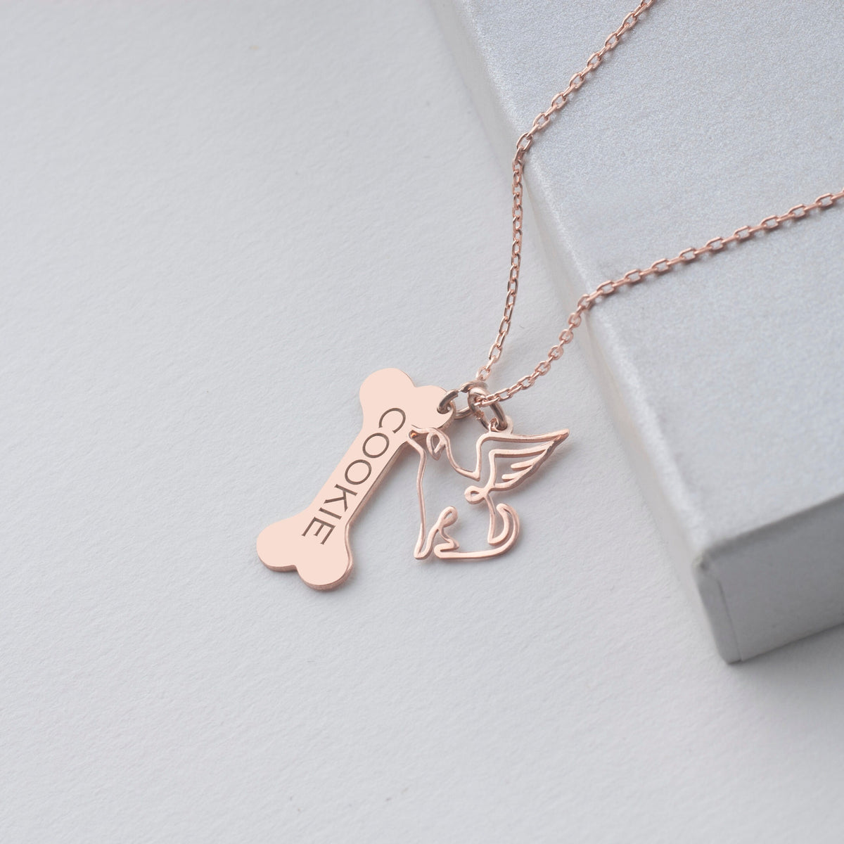 Bone Necklace with Angel Charm
