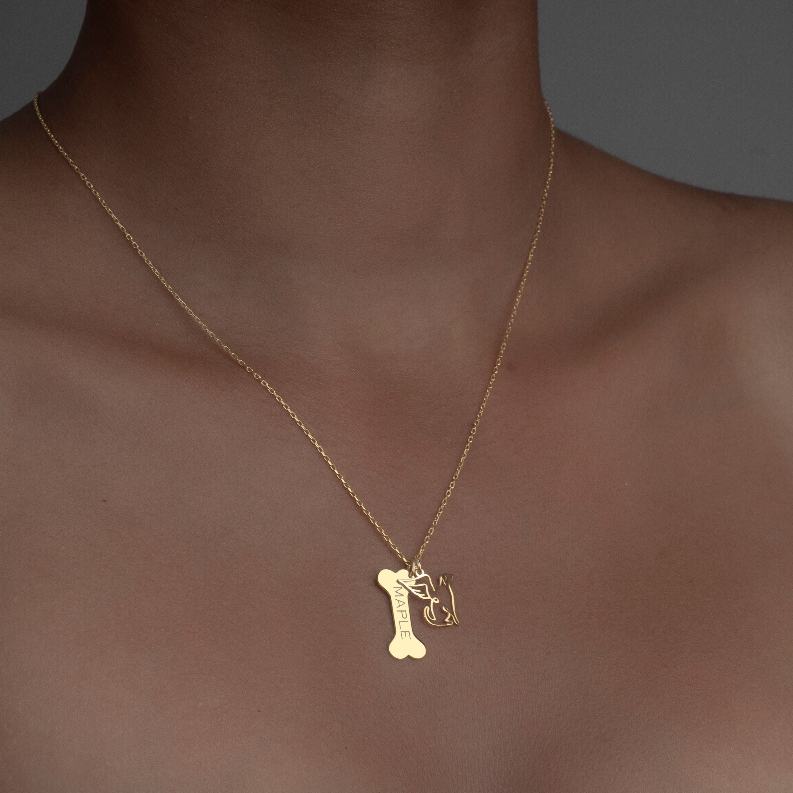 Bone Necklace with Angel Charm