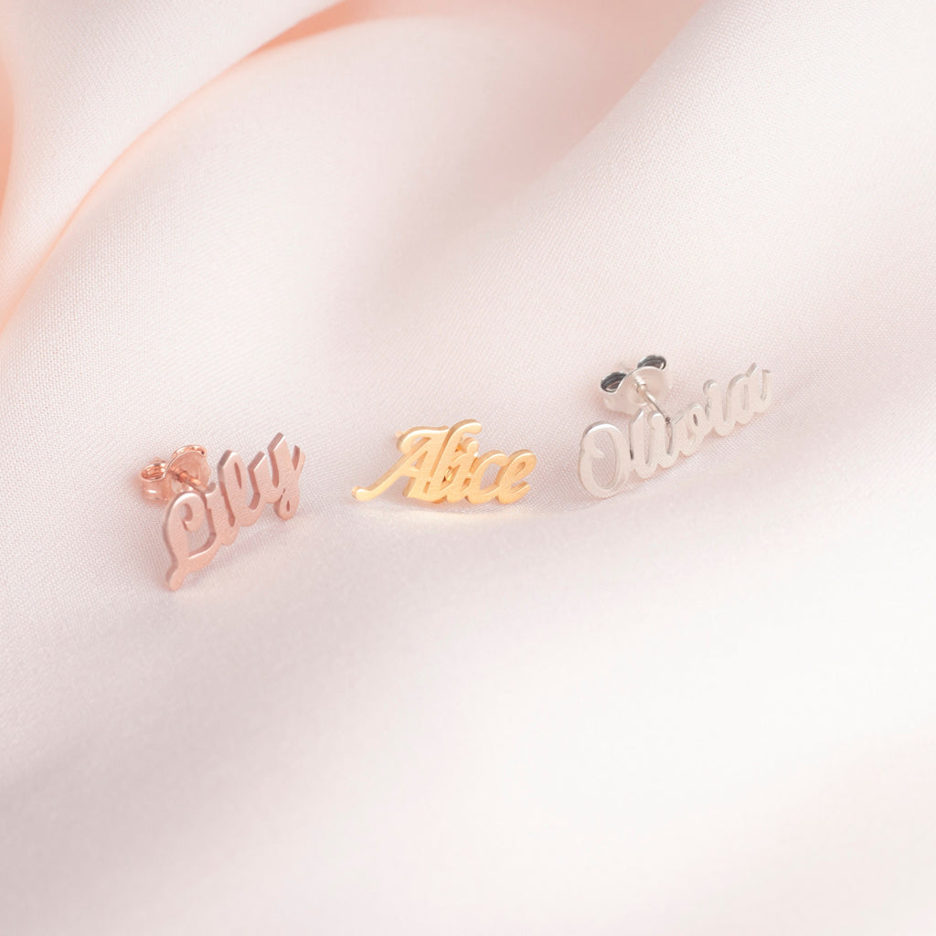 Custom Name Sterling Silver Earrings
