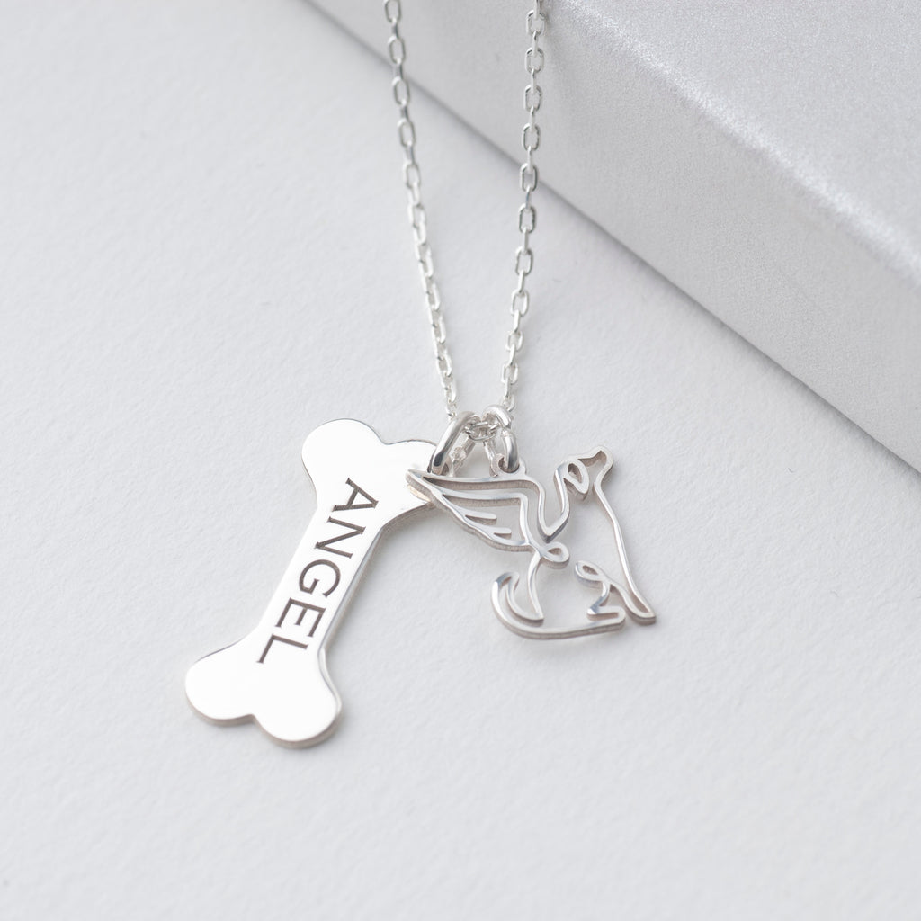 Bone Necklace with Angel Charm