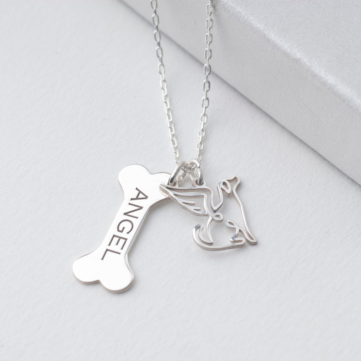 Bone Necklace with Angel Charm
