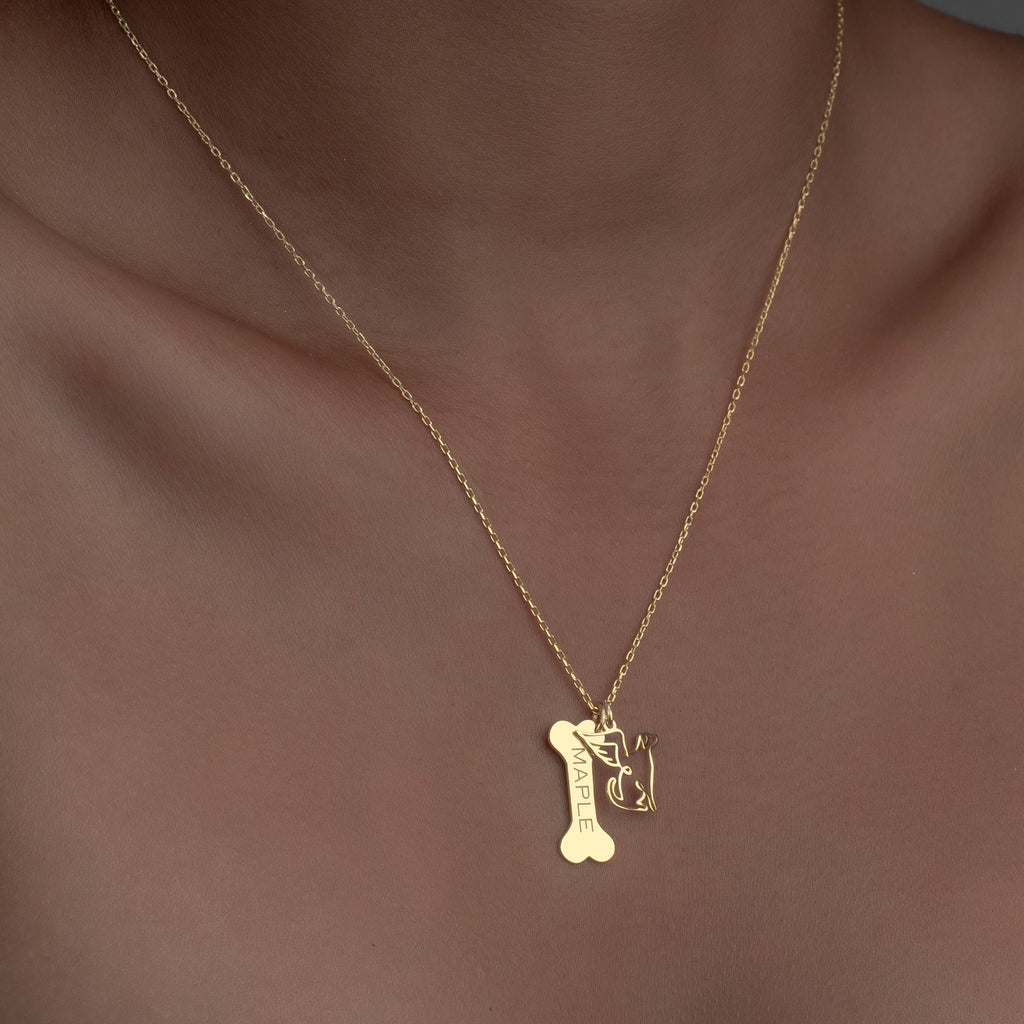 Bone Necklace with Angel Charm