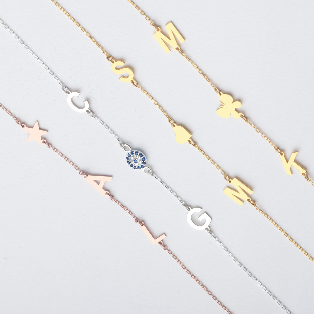 Custom Sterling Silver Sideways Initial Necklace