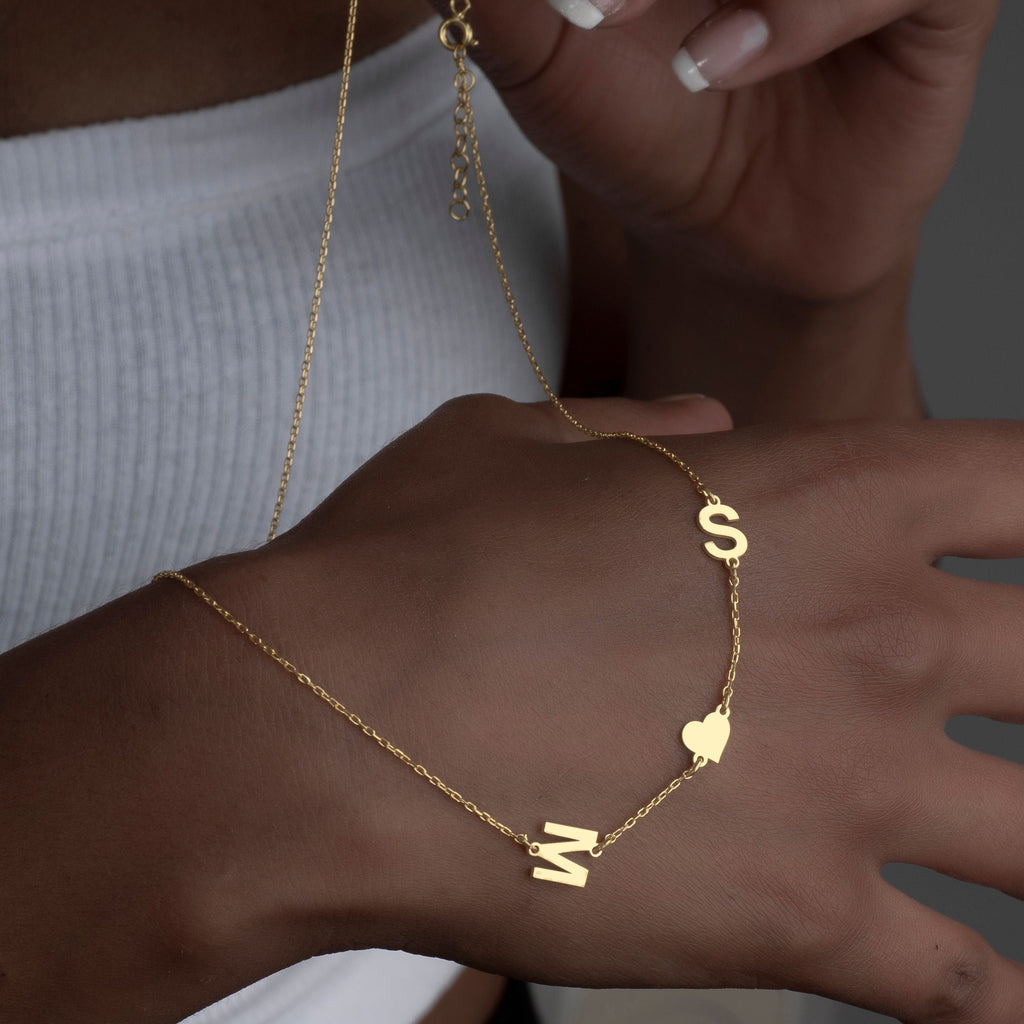 Custom Sterling Silver Sideways Initial Necklace
