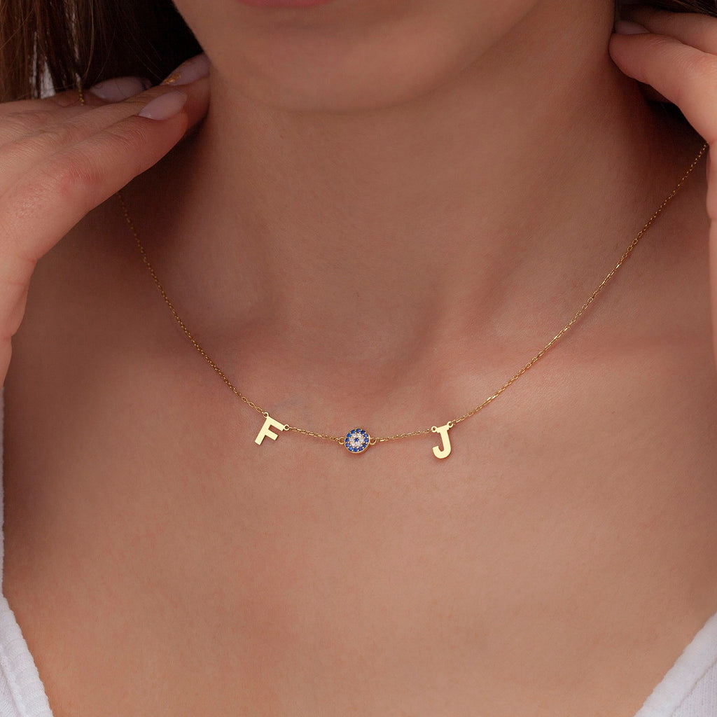 Sterling Silver Sideways Initial Necklace