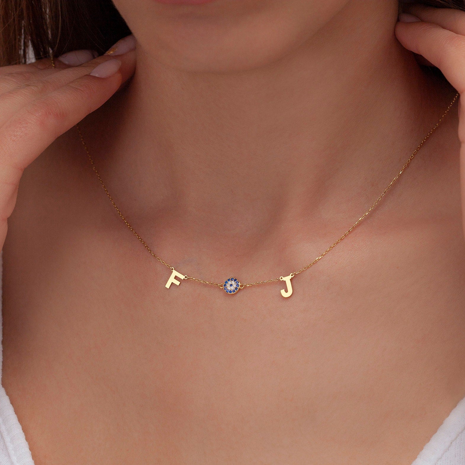 Sterling Silver Sideways Initial Necklace