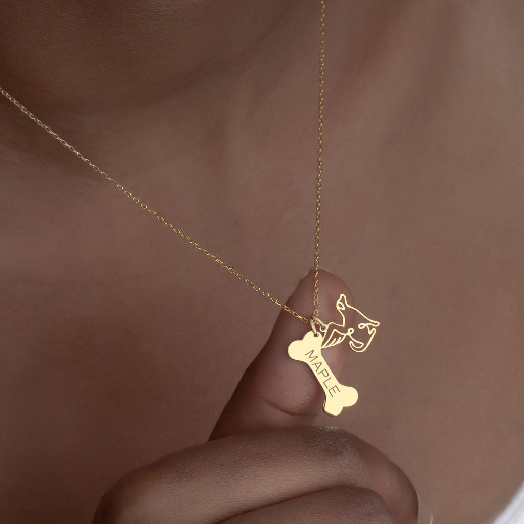 Bone Necklace with Angel Charm
