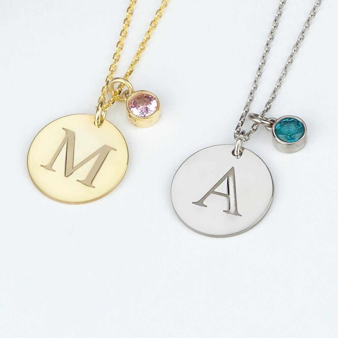 Personalized Initial Birthstone Necklace