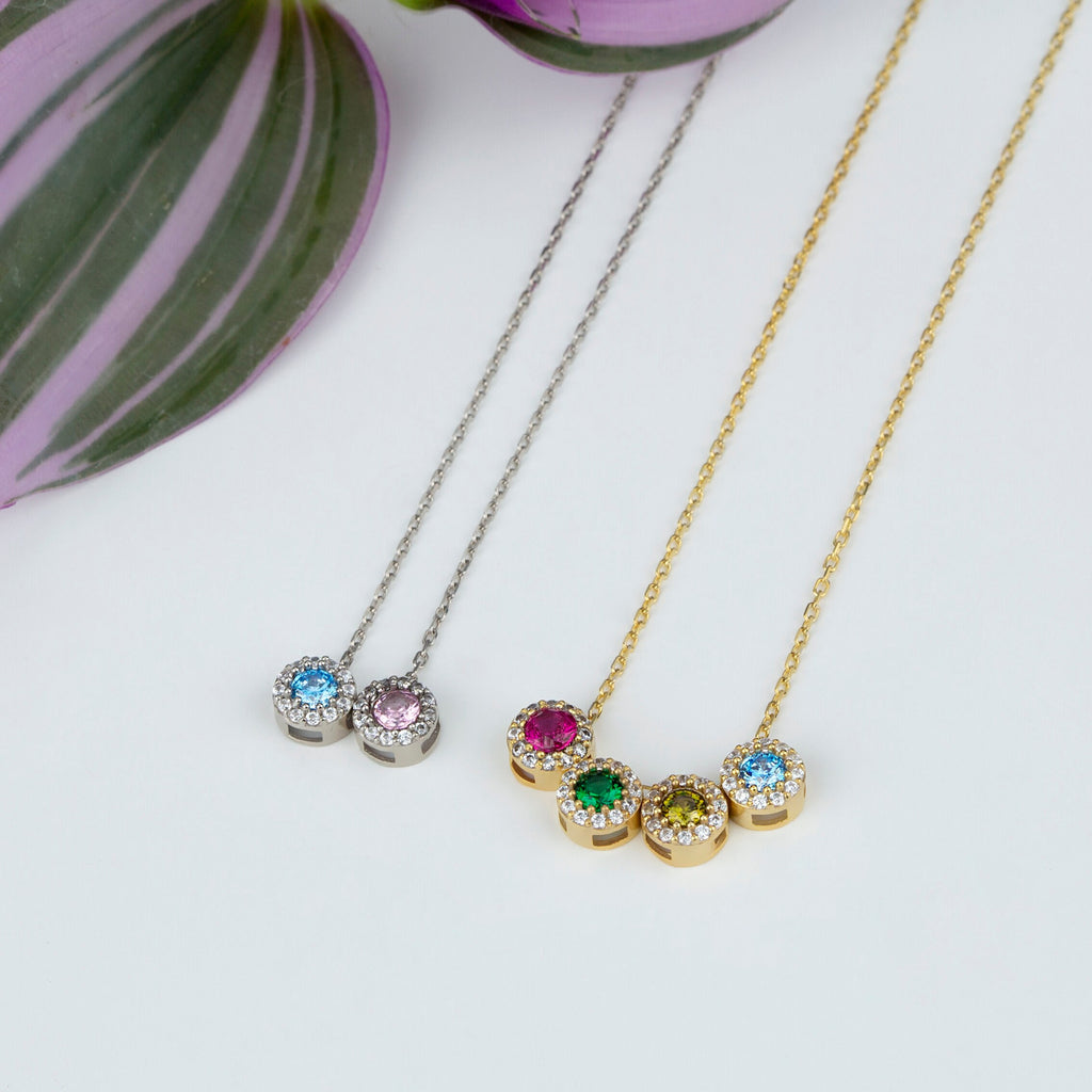 Dainty Family Birthstone Necklace