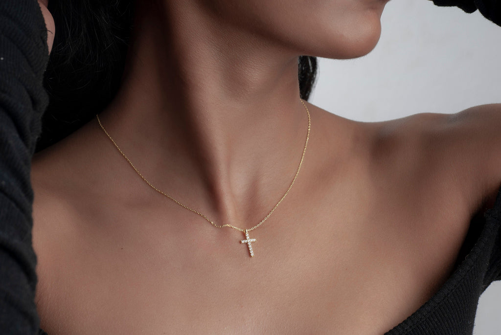 Tiny Gold Cross Necklace