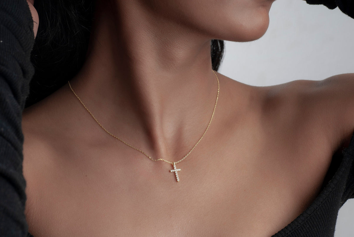 Tiny Gold Cross Necklace