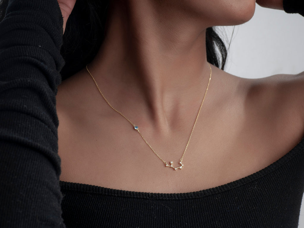 Zodiac necklace with birthstone