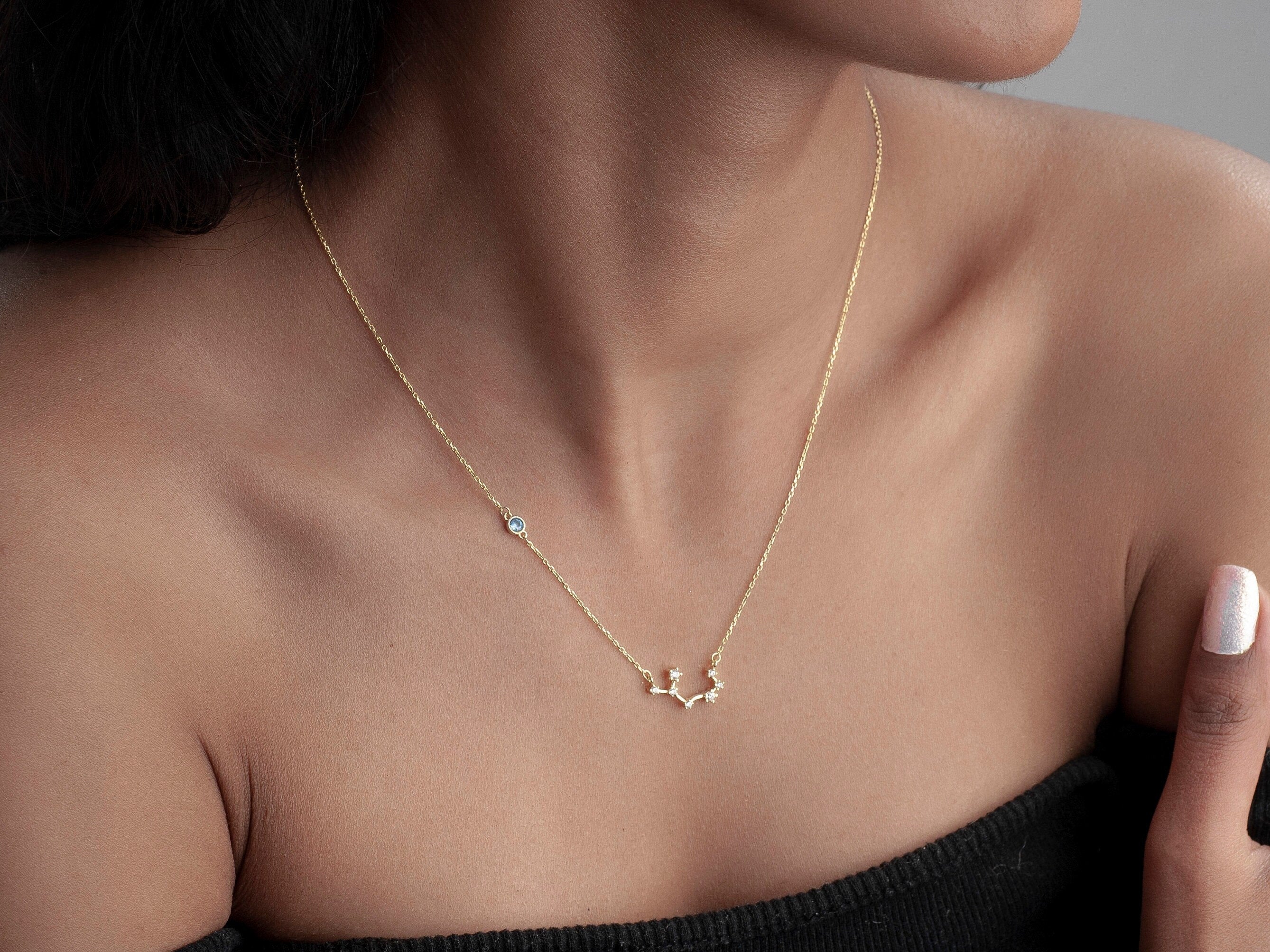 Zodiac necklace with birthstone
