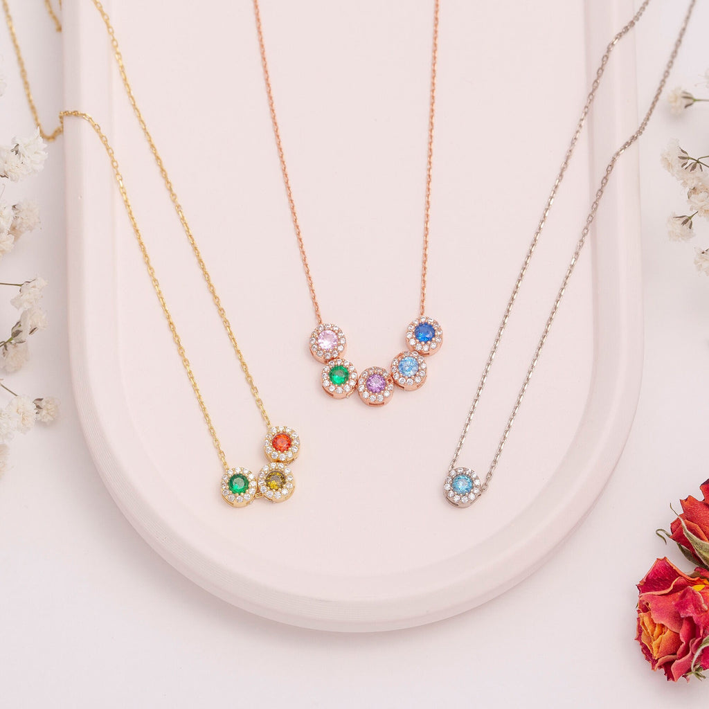 Dainty Family Birthstone Necklace