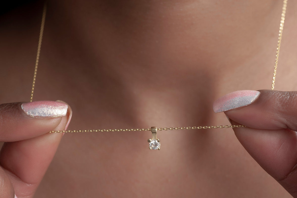 925 Silver Diamond Pendant Necklace